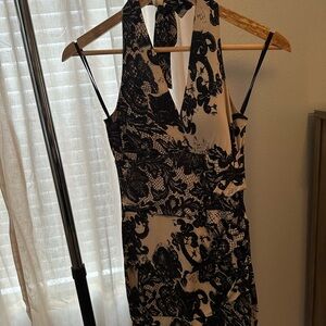 a'gaci Black and Cream Backless Dress